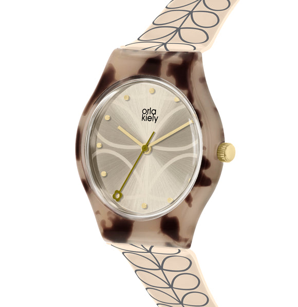 Orla Kiely Bobby Ladies Cream Plastic Strap Stem Print Watch