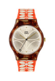 Orla Kiely Bobby Ladies Red Plastic Strap Stem Sprig Print Watch