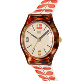 Orla Kiely Bobby Ladies Cream with Red Printed Plastic Strap Stem Print Watch