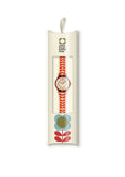 Orla Kiely Bobby Ladies Cream with Red Printed Plastic Strap Stem Print Watch
