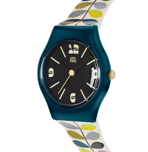 Orla Kiely Bobby Ladies Cream with Multicoloured Printed Plastic Strap Stem Print Watch