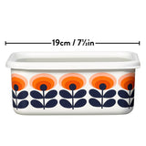 Orla Kiely Large Enamel Storage Container with Lid - 70s Oval Flower
