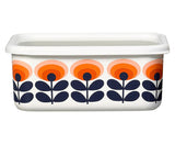 Orla Kiely Large Enamel Storage Container with Lid - 70s Oval Flower
