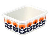 Orla Kiely Large Enamel Storage Container with Lid - 70s Oval Flower