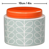 Orla Kiely Small Ceramic Storage Jar with Lid - Linear Stem Duck Egg Blue