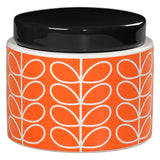 Orla Kiely Small Ceramic Storage Jar with Lid - Linear Stem Persimmon