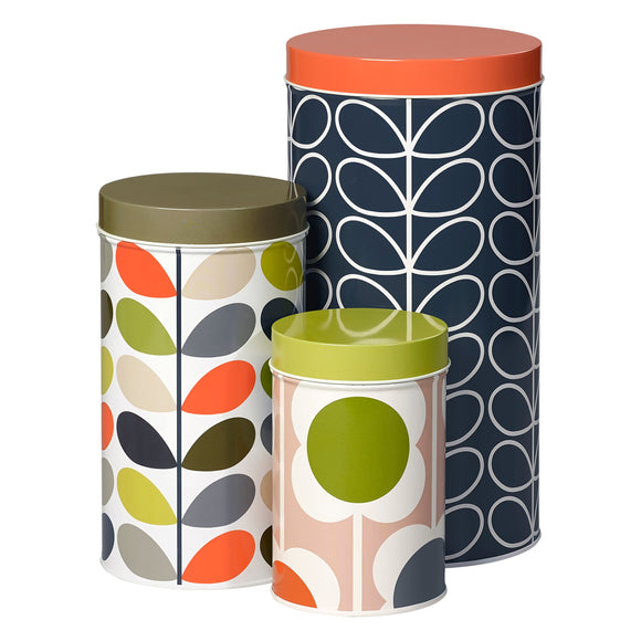 Orla Kiely Set of 3 Storage Tins/Canisters - Assorted