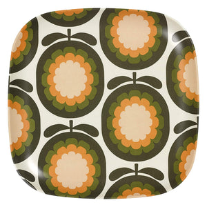 Orla Kiely Bamboo Large Plate - Cantaloupe Melon Khaki