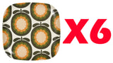 Orla Kiely Bamboo Large Plates - Cantaloupe Melon Khaki (Set of 6)