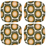 Orla Kiely Bamboo Large Plates - Cantaloupe Melon Khaki (Set of 4)