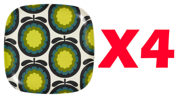 Orla Kiely Bamboo Large Plates - Cantaloupe Melon Marine (Set of 4)
