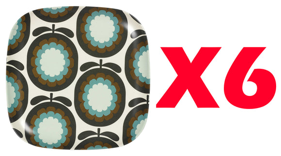 Orla Kiely Bamboo Large Plates - Cantaloupe Melon Walnut (Set of 6)