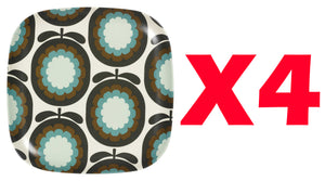 Orla Kiely Bamboo Large Plates - Cantaloupe Melon Walnut (Set of 4)