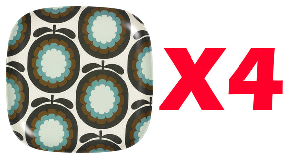 Orla Kiely Bamboo Large Plates - Cantaloupe Melon Walnut (Set of 4)