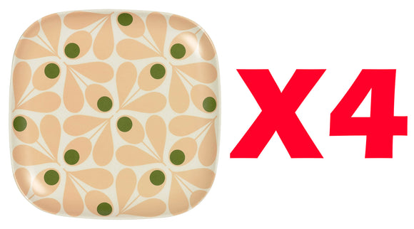 Orla Kiely Bamboo Side Plates - Acorn Spot Pale Rose (Set of 4)