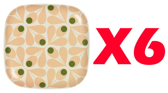 Orla Kiely Bamboo Side Plates - Acorn Spot Pale Rose (Set of 6)