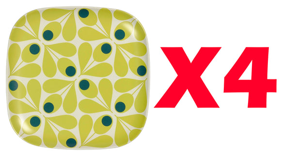 Orla Kiely Bamboo Side Plates - Acorn Spot Elderflower (Set of 4)