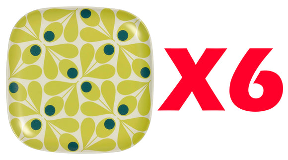 Orla Kiely Bamboo Side Plates - Acorn Spot Elderflower (Set of 6)