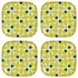 Orla Kiely Bamboo Set of 4 Side Plates & 4 Tumblers - Acorn Spot Elderflower