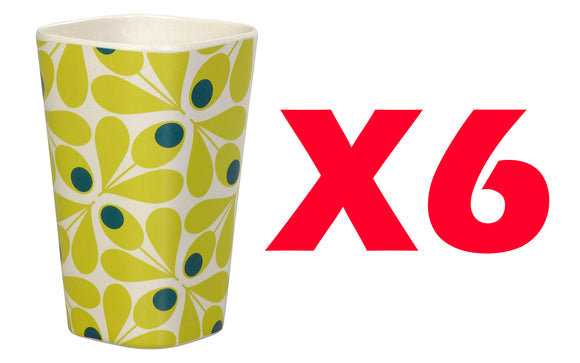 Orla Kiely Bamboo Tumblers (450ml) - Acorn Spot Elderflower (Set of 6)