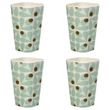 Orla Kiely Bamboo Tumblers (450ml) - Acorn Spot Duck Egg Blue (Set of 4)