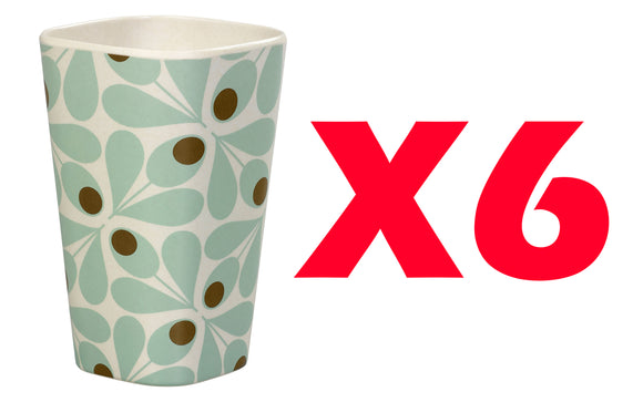 Orla Kiely Bamboo Tumblers (450ml) - Acorn Spot Duck Egg Blue (Set of 6)
