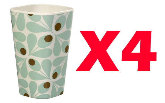 Orla Kiely Bamboo Tumblers (450ml) - Acorn Spot Duck Egg Blue (Set of 4)