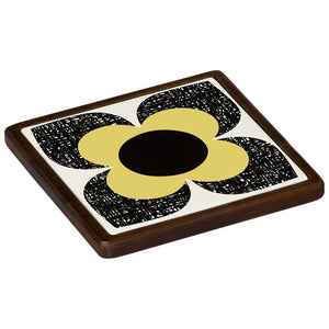 Orla Kiely Ceramic & Wood Trivet - Primrose Scribble Square Flower