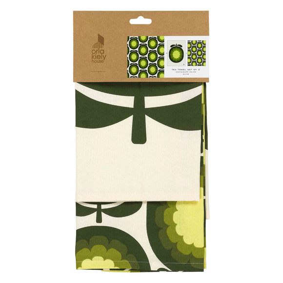 Orla Kiely Set of 2 Tea Towels - Cantaloupe Melon Olive