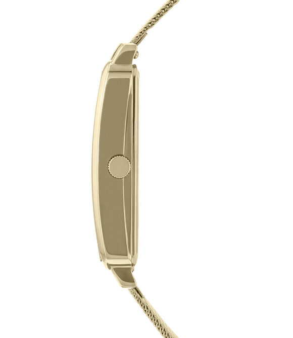 Orla Kiely Interchangeable Gold Mesh Bracelet and Tan Leather Strap Watch