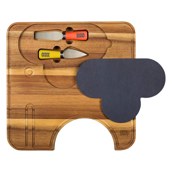 Orla Kiely Wooden Cheese Board with Knives - Ela Elephant
