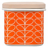 Orla Kiely Enamel Storage Jar with Lid - Linear Stem Persimmon