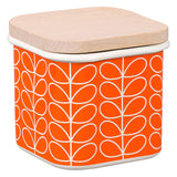 Orla Kiely Enamel Storage Jar with Lid - Linear Stem Persimmon