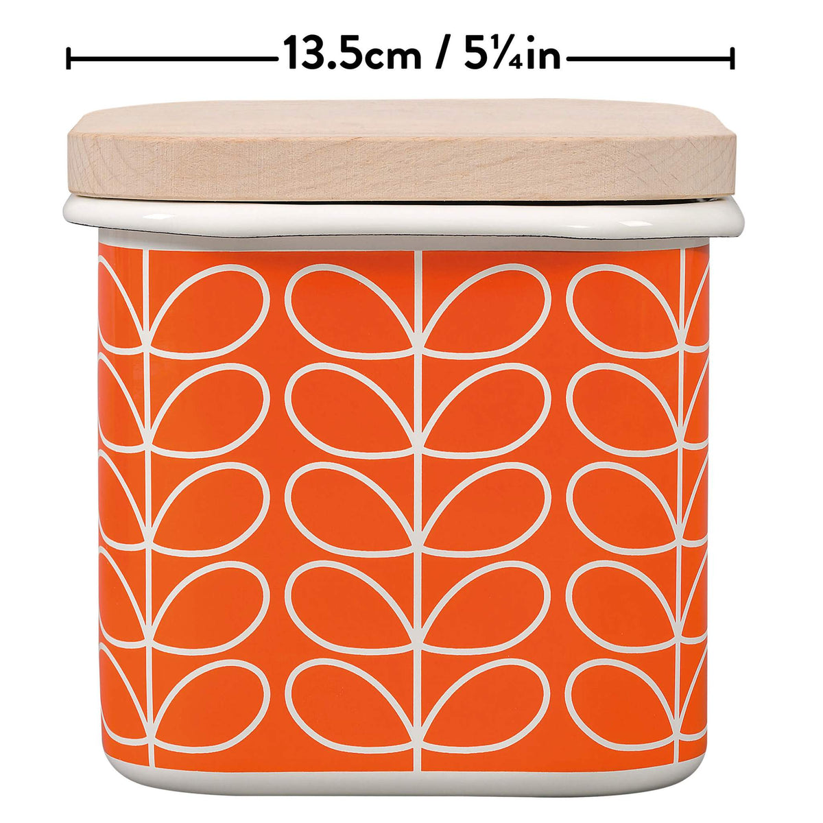 Orla Kiely Enamel Storage Jar with Lid Linear Stem Persimmon
