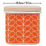 Orla Kiely Enamel Storage Jar with Lid - Linear Stem Persimmon