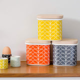 Orla Kiely Enamel Storage Jar with Lid - Linear Stem Persimmon