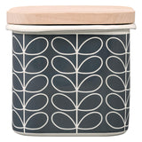 Orla Kiely Enamel Storage Jar with Lid - Linear Stem Slate