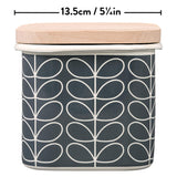 Orla Kiely Enamel Storage Jar with Lid - Linear Stem Slate