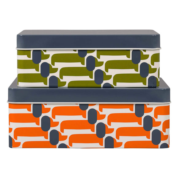 Orla Kiely Set of 2 Storage Tins - Dachshund