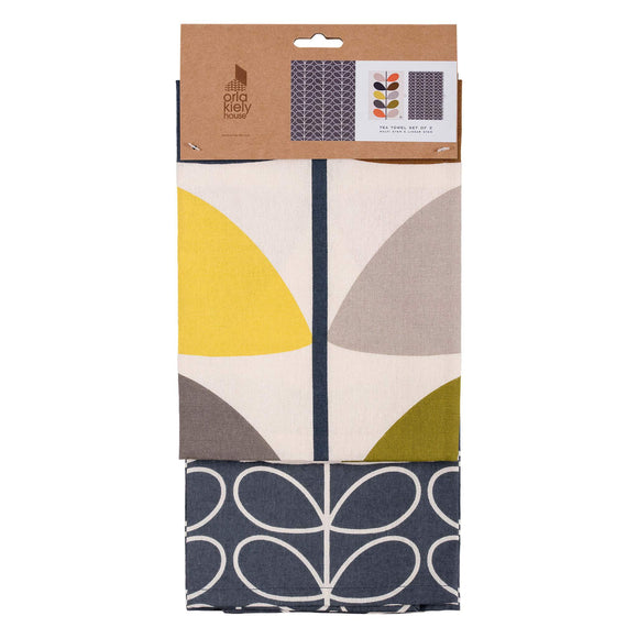 Orla Kiely Set of 2 Tea Towels - Multi Stem Slate