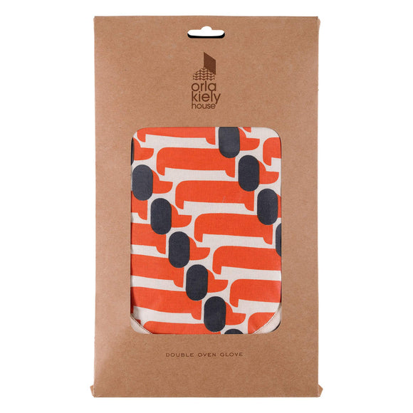 Orla Kiely Double Oven Glove - Dachshund Persimmon