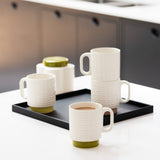 Orla Kiely Set of 4 Ceramic Stacking Mugs (330ml) - Pressed Flower