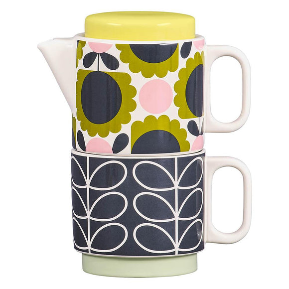 Orla Kiely Tea for One Set (Teapot & Mug) - Scallop Flower Forest