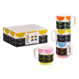 Orla Kiely Set of 4 Ceramic Stacking Mugs - Sunflower Multi