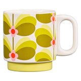 Orla Kiely Ceramic Stacking Mugs (Set of 4) - Butterfly Stem Dandelion