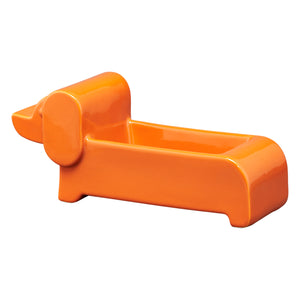 Orla Kiely Ceramic Dachshund Shaped Planter - Tomato (Orange)