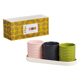 Orla Kiely Set of 3 Ceramic Herb Pots with Tray - Sixties Stem Multi