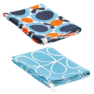 Orla Kiely Set of 2 Tea Towels - Scallop Flower Sky