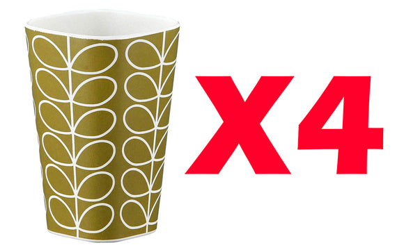 Orla Kiely Bamboo Tumblers - Linear Stem Dark Moss (Set of 4)