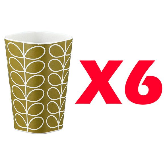 Orla Kiely Bamboo Tumblers - Linear Stem Dark Moss (Set of 6)